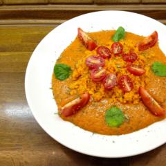 Hokkaido "Reis" mit Kaki - Orangen - Sauce