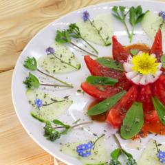 Tomaten - Lotos auf Bananen - Paprika - Creme