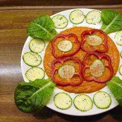 Zucchini - Gitter mit Mango - Paprika - Sauce